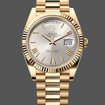 Rolex Day-Date 228238 Silver Roman Dial Fluted Bezel 40mm Mens Watch (w15326578)