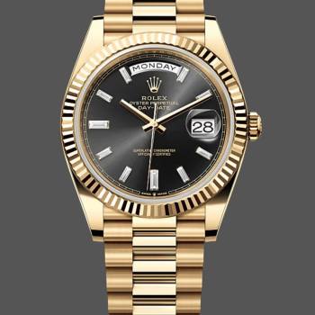 Rolex Day-Date 228238 0004 Black Diamond Dial Fluted Bezel 40mm Mens Watch (w15326579)
