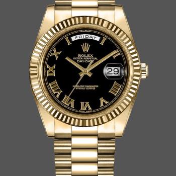 Rolex Day-Date 218238 Black Roman Numeral Dial Yellow Gold 41MM Mens Watch (w15326581)