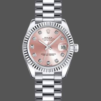 Rolex Datejust 179179 Pink Diamond Dial Fluted Bezel 26MM Lady Watch (w15326585)