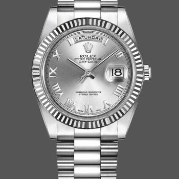 Rolex Day-Date 218239 Silver Roman Numerals Dial White Gold 41MM Mens Watch (w15326586)