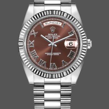 Rolex Day-Date 218239 Chocolate Brown Roman Numerals Dial White Gold 41MM Mens Watch (w15326593)