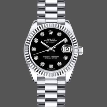 Rolex Datejust m178274 Black Diamond Dial Fluted Bezel 31MM Lady Watch (w15326594)
