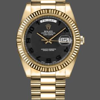 Rolex Day-Date 218238 Concentric Circle Black Dial Yellow Gold 41MM Mens Watch (w15326599)