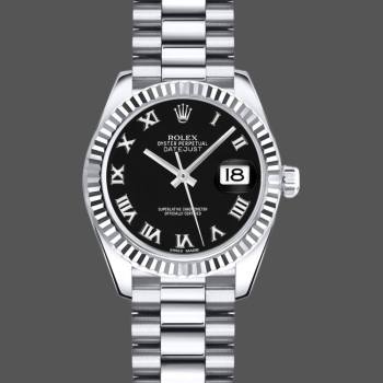 Rolex Datejust 179179 Black Roman Numeral Dial Fluted Bezel 26MM Lady Watch (w15326600)