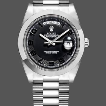 Rolex Day-Date 218206 Concentric Black Dial Platinum 41MM Mens Watch (w15326603)