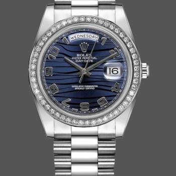 Rolex Day-Date 218349 Wave Blue Dial 41MM Mens Watch (w15326604)