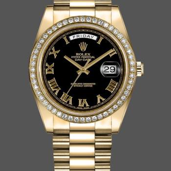 Rolex Day-Date 218348 Black Roman Dial 41MM Mens Watch (w15326606)