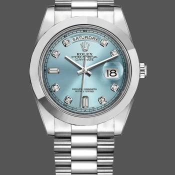 Rolex Day-Date 218206 Ice Blue Diamond Dial Platinum 41MM Mens Watch (w15326609)