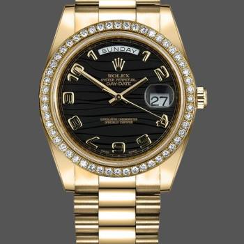 Rolex Day-Date 218348 Wave Black Dial 41MM Mens Watch (w15326622)