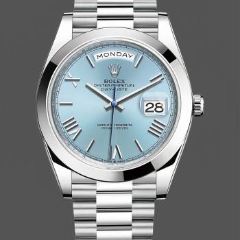 Rolex Day-Date 228206 Ice Blue Quadrant Dial Platinum 40MM Mens Watch (w15326626)