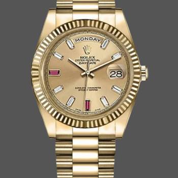 Rolex Day-Date 218238 Champagne Ruby Dial Yellow Gold 41MM Mens Watch (w15326630)
