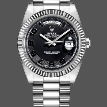 Rolex Day-Date 218239 Concentric Circle Black Dial White Gold 41MM Mens Watch (w15326634)