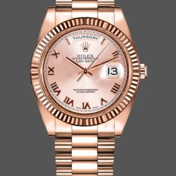 Rolex Day-Date 218235 Pink Roman Numerals Dial Rose Gold 41MM Mens Watch (w15326635)