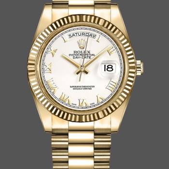 Rolex Day-Date 218238 White Roman Numeral Dial Yellow Gold 41MM Mens Watch (w15326637)