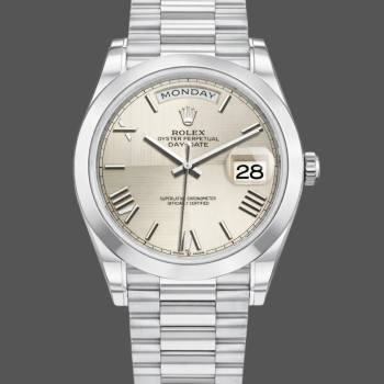 Rolex Day-Date 228206 Silver Roman Numeral Dial Platinum 40MM Mens Watch (w15326638)