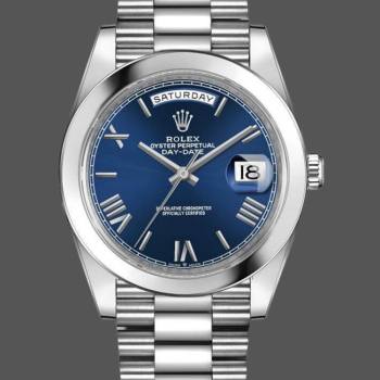 Rolex Day-Date 228206 Blue Roman Numeral Dial Platinum 40MM Mens Watch (w15326639)
