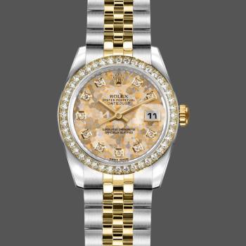 Rolex Datejust 179383 Jubilee Crystal Grey and Champagne Dial 26MM Lady Watch (w15326641)