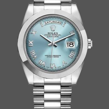 Rolex Day-Date 218206 Ice Blue Roman Numeral Dial Platinum 41MM Mens Watch (w15326644)