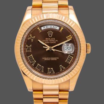 Rolex Day-Date 218235 Chocolate Brown Dial Rose Gold 41MM Mens Watch (w15326648)