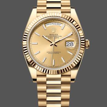 Rolex Day-Date 228238 Champagne Diamond Dial Fluted Bezel 40mm Mens Watch (w15326650)