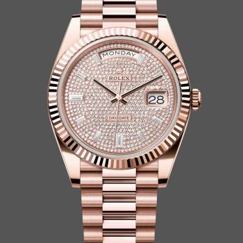 Rolex Day-Date 228235 Diamond Paved Dial Fluted Bezel 40mm Mens Watch (w15326654)