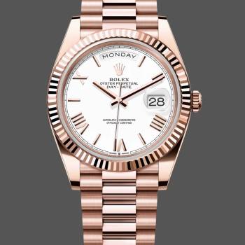 Rolex Day-Date 228235 White Roman Numeral Dial Fluted Bezel 40mm Mens Watch (w15326655)