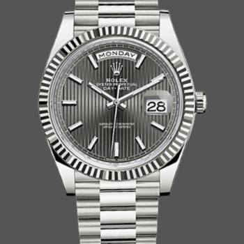 Rolex Day-Date 228239 Dark Rhodium Grey Dial Fluted Bezel 40mm Mens Watch (w15326658)
