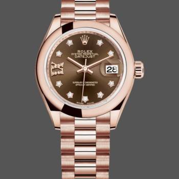 Rolex Datejust 279165 Chocolate Brown Diamonds Dial Domed Bezel 28mm Lady Watch (w15326659)