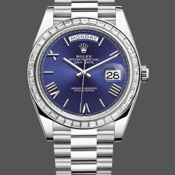 Rolex Day-Date 228396TBR Blue Dial Platinum Diamond Bezel 40mm Mens Watch (w15326661)