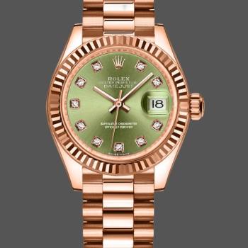 Rolex Datejust 279175 Olive Green Diamonds Dial Fluted Bezel 28mm Lady Watch (w15326663)