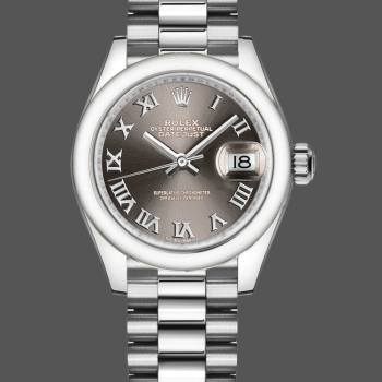 Rolex Datejust 279166 Dark Grey Roman Numeral Dial Domed Bezel 28mm Lady Watch (w15326668)
