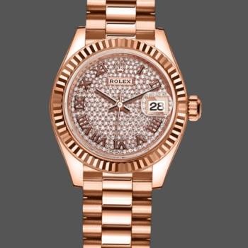 Rolex Datejust 279175 Diamond Paved Dial Fluted Bezel 28mm Lady Watch (w15326669)
