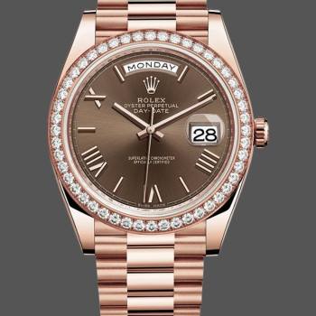 Rolex Day-Date 228345RBR Chocolate Brown Roman Dial Diamond Bezel 40mm Mens Watch (w15326672)