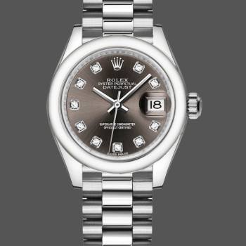 Rolex Datejust 279166 Dark Grey Diamond Dial Domed Bezel 28mm Lady Watch (w15326675)