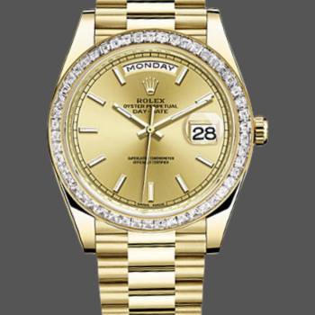 Rolex Day-Date 228398TBR Champagne Index Dial Diamond Bezel 40mm Mens Watch (w15326679)