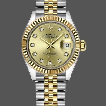 Rolex Datejust 279173 Champagne Diamond Dial Fluted Bezel 28mm Lady Watch (w15326680)