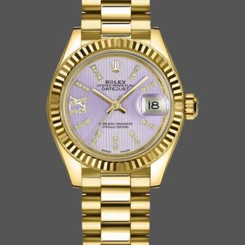 Rolex Datejust 279178 Lilac Purple Dial Fluted Bezel 28mm Lady Watch (w15326682)
