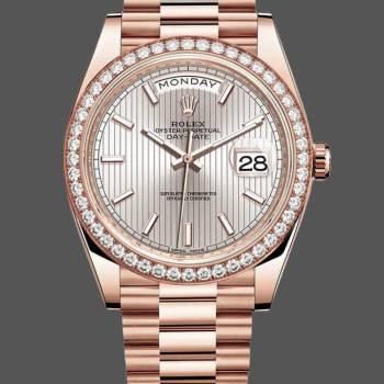 Rolex Day-Date 228345RBR Sundust Stripe Motif Dial Diamond Bezel 40mm Mens Watch (w15326685)