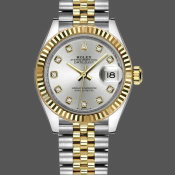 Rolex Datejust 279173 Silver Diamond Dial Fluted Bezel 28mm Lady Watch (w15326687)