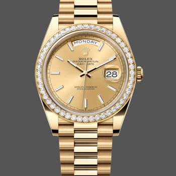 Rolex Day-Date 228348RBR Champagne Index Dial Diamond Bezel 40mm Mens Watch (w15326695)