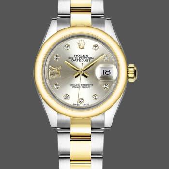 Rolex Datejust 279163 Silver Diamond Dial Domed Bezel 28mm Lady Watch (w15326697)