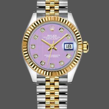 Rolex Datejust 279173 Lavender Purple Diamond Dial Fluted Bezel 28mm Lady Watch (w15326699)