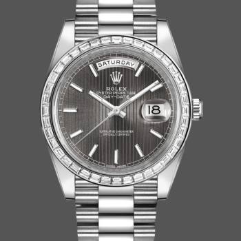 Rolex Day-Date 228396TBR Dark Rhodium Grey Dial Diamond Bezel 40mm Mens Watch (w15326709)