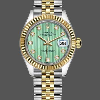 Rolex Datejust 279173 Green Diamond Dial Fluted Bezel 28mm Lady Watch (w15326710)