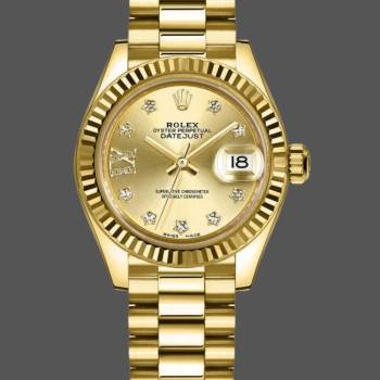 Rolex Datejust 279178 Champagne Diamond Dial Fluted Bezel 28mm Lady Watch (w15326711)
