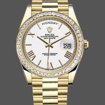 Rolex Day-Date 228398TBR White Roman Numeral Dial Diamond Bezel 40mm Mens Watch (w15326715)