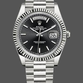 Rolex Day-Date 228239 Black Index Dial Fluted Bezel 40mm Mens Watch (w15326726)