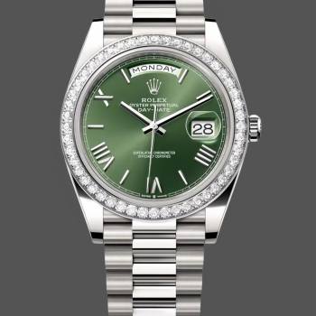 Rolex Day-Date 228349RBR Green Roman Dial Diamond Bezel 40mm Mens Watch (w15326727)