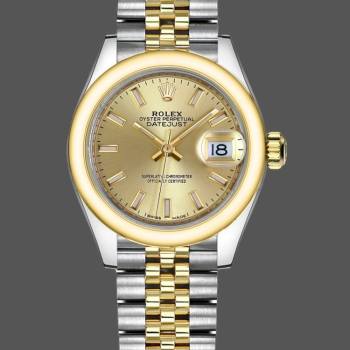 Rolex Datejust 279163 Champagne Index Dial Domed Bezel 28mm Lady Watch (w15326728)